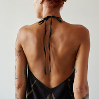 Uzi Halter Jumpsuit, Black Scratch