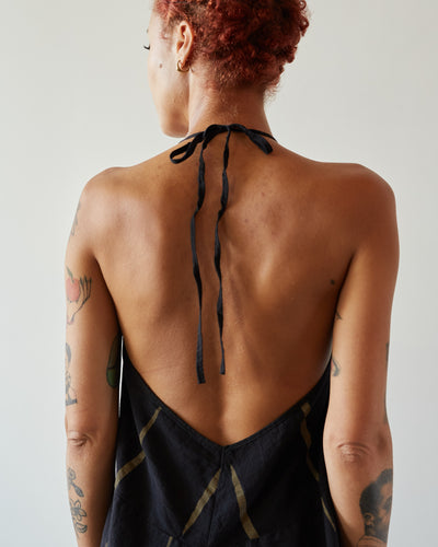 Uzi Halter Jumpsuit, Black Scratch