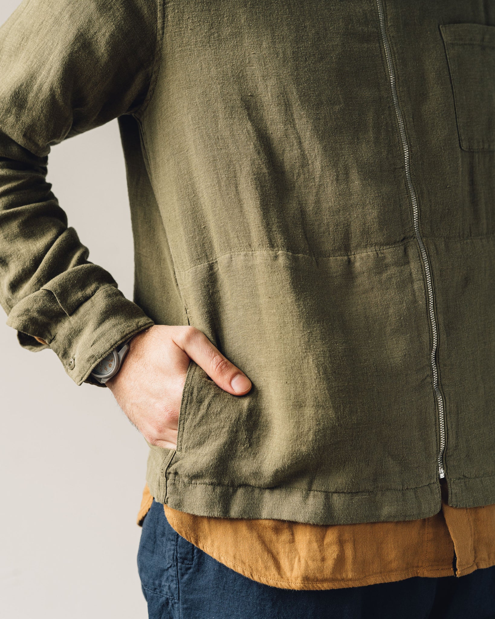 You Must Create Bowie Zip Shirt, Olive
