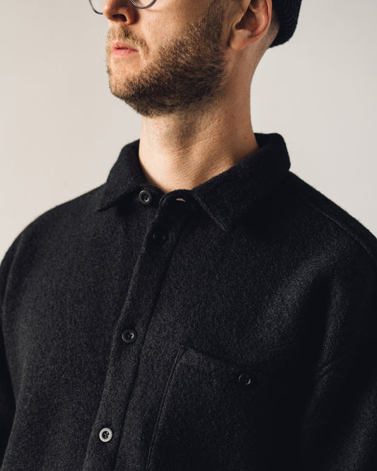 YMC Grizzly Wool Overshirt, Black