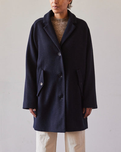 YMC Eno Wool Coat, Navy