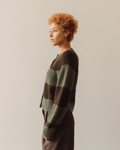 YMC Foxtail Cardigan, Green/Brown