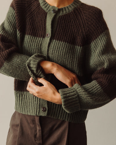 YMC Foxtail Cardigan, Green/Brown