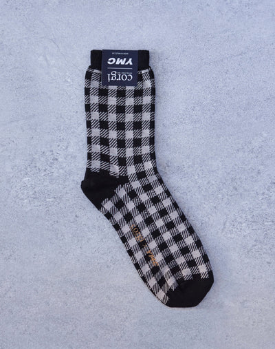 YMC Gingham Sock, Black