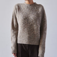 YMC Jets Crew Neck Knit Sweater, Light Brown Marl