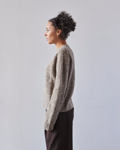 YMC Jets Crew Neck Knit Sweater, Light Brown Marl