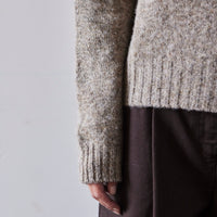 YMC Jets Crew Neck Knit Sweater, Light Brown Marl