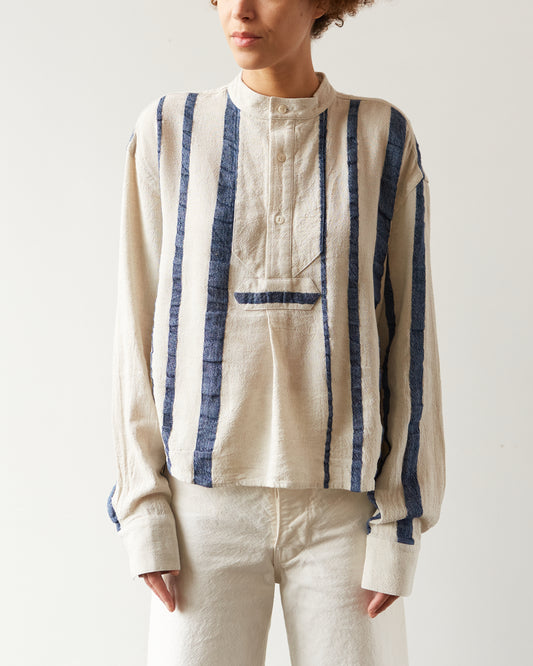 YMC Juju Shirt, Ecru/Indigo