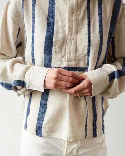 YMC Juju Shirt, Ecru/Indigo