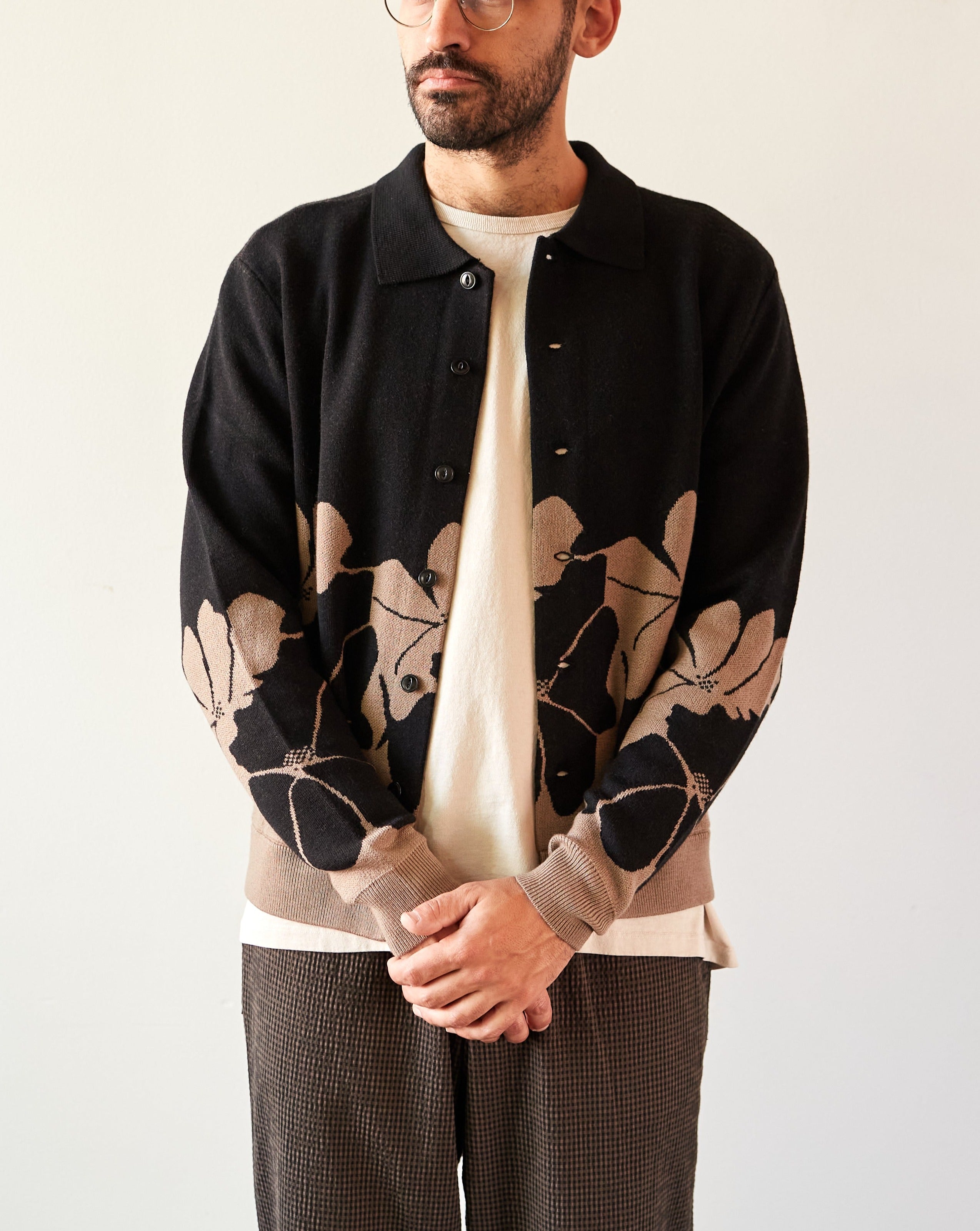 You Must Create Rat Pack Knit Cardigan, Black/Brown | Glasswing