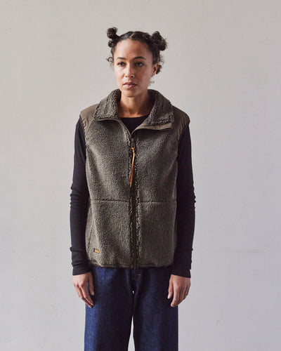 orSlow Boa Fleece Vest, Army Green