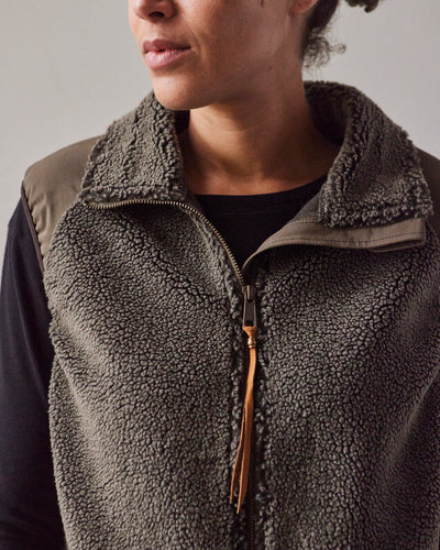 orSlow Boa Fleece Vest, Army Green