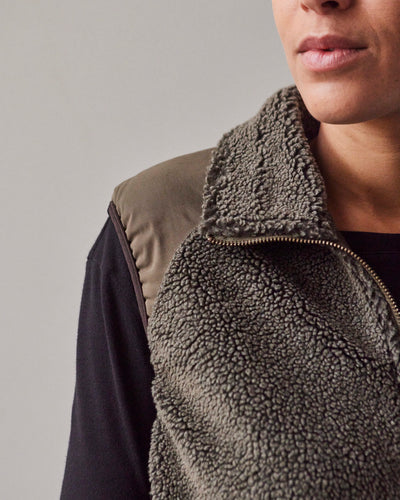 orSlow Boa Fleece Vest, Army Green