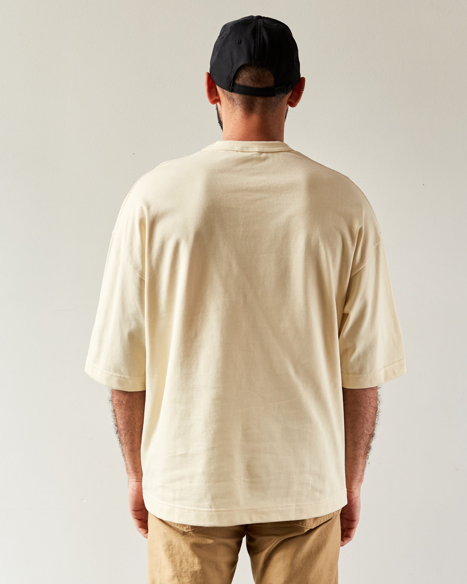 orSlow Kangaroo Pocket 3/4 T-Shirt, Pale Yellow | Glasswing