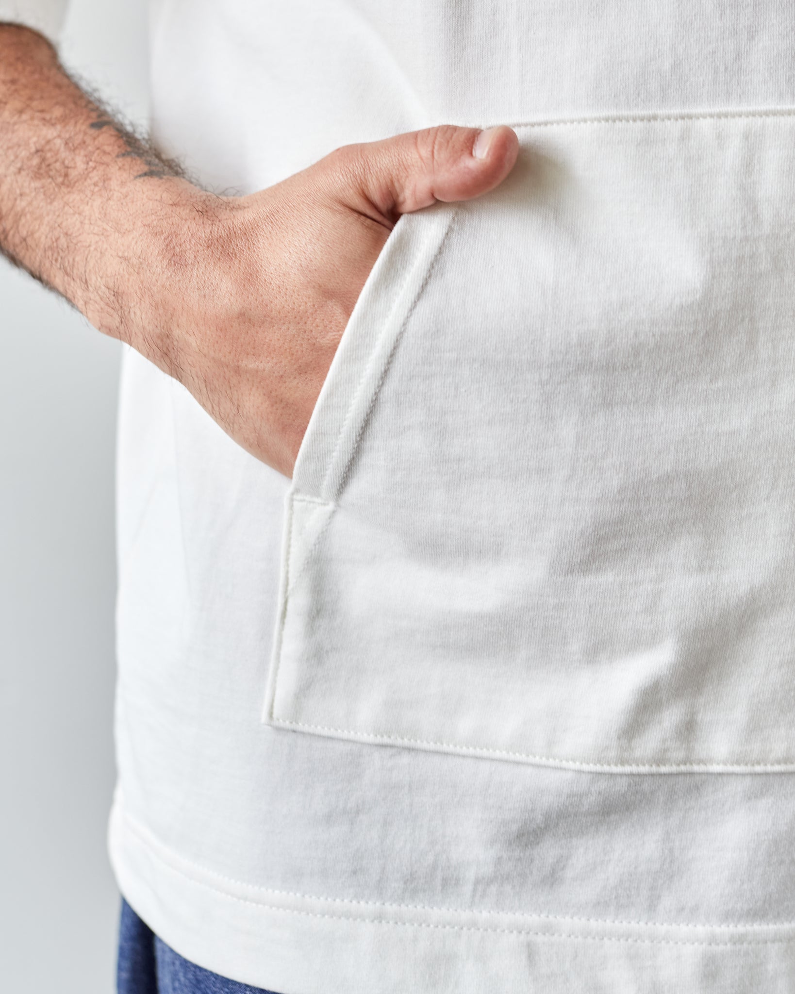 orSlow Kangaroo Pocket 3/4 T-Shirt, White | Glasswing