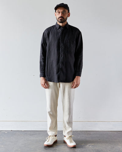 orSlow Loose Fit Linen Shirt, Black