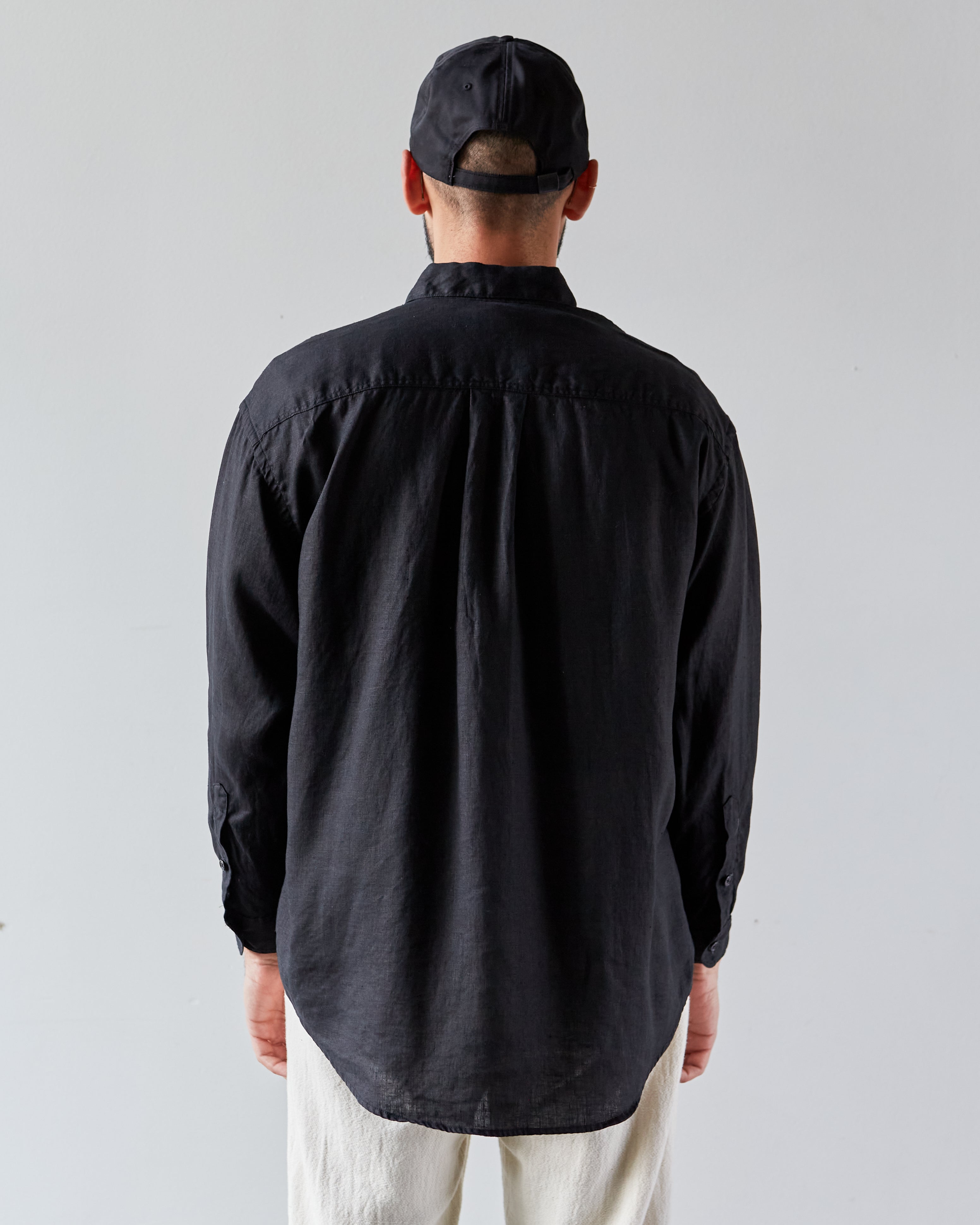 orSlow Loose Fit Linen Shirt, Black – Glasswing