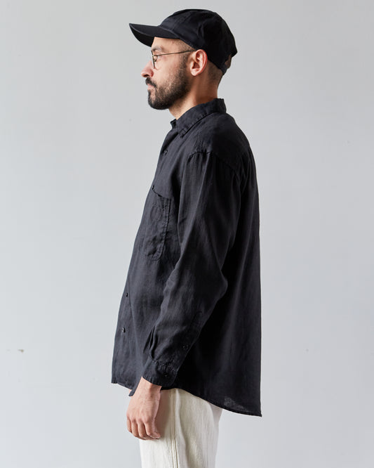 orSlow Loose Fit Linen Shirt, Black