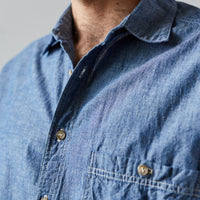 orSlow Loose Fit Short Sleeve Shirt, Chambray