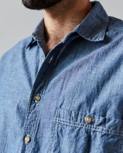 orSlow Loose Fit Short Sleeve Shirt, Chambray