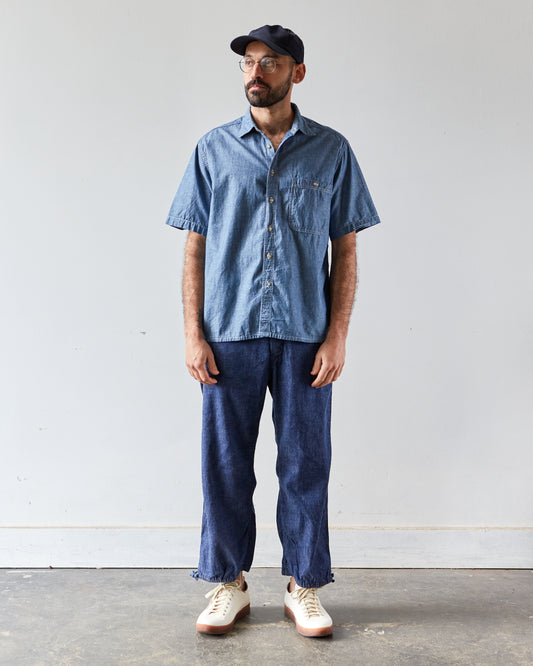 orSlow Loose Fit Short Sleeve Shirt, Chambray