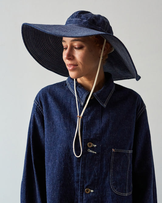 orSlow US Navy Wide Brim Hat, Denim One Wash