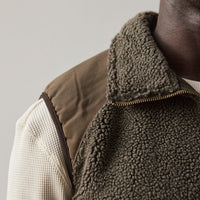 orSlow Unisex Boa Fleece Vest, Army Green